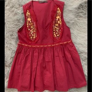 Hazel red beaded babydoll peplum top